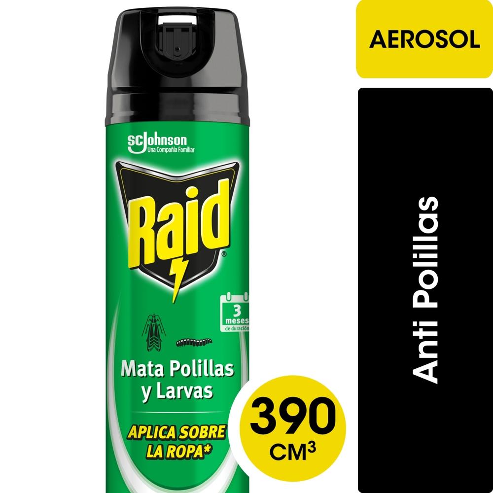 Insecticida Raid mata polillas y larvas aerosol 390 cc