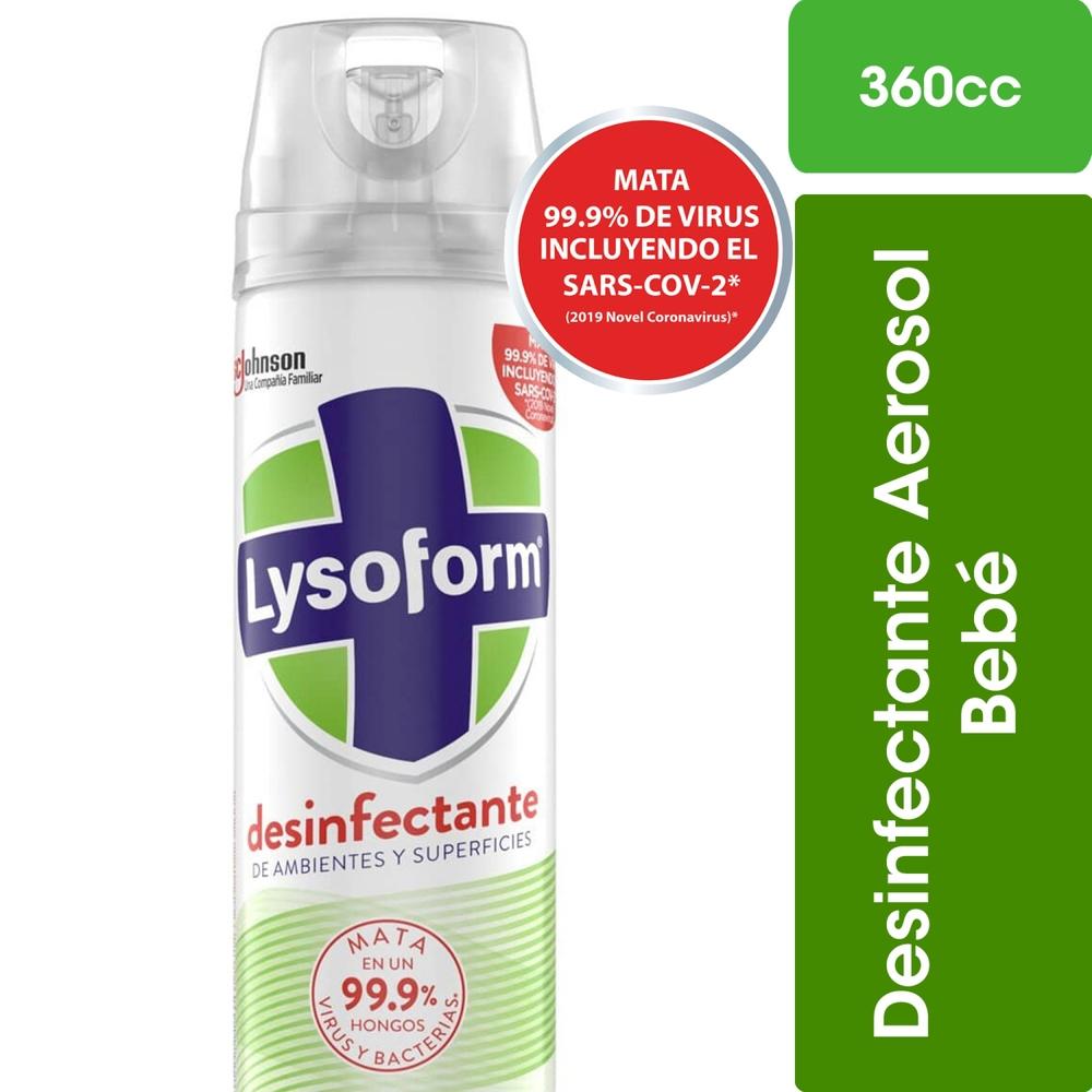 Desinfectante de ambientes y elimina olores Lysoform bebé aerosol 360 ml