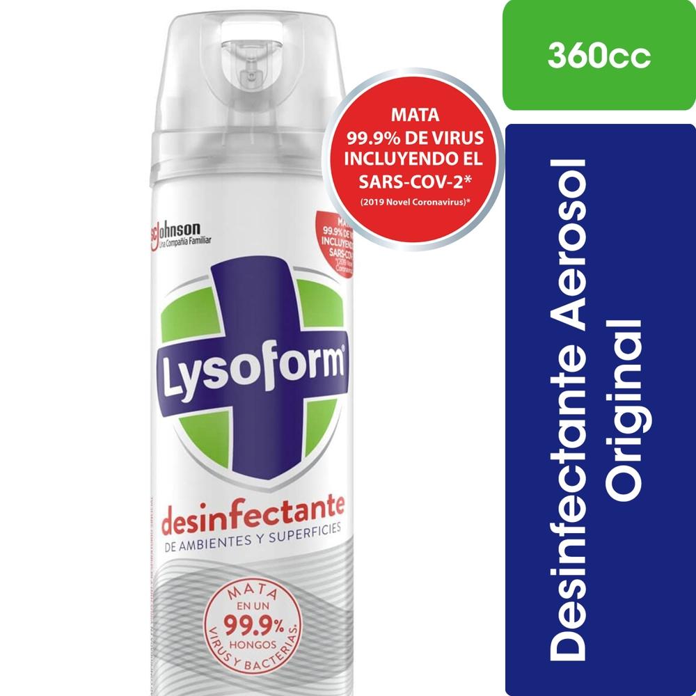 Desinfectante de ambientes y elimina olores Lysoform original aerosol 360 ml