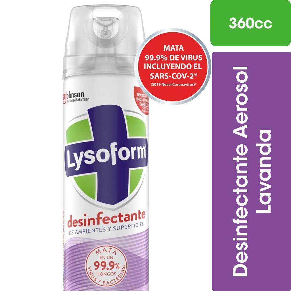 Desinfectante de ambientes y elimina olores Lysoform lavanda aerosol 360 ml