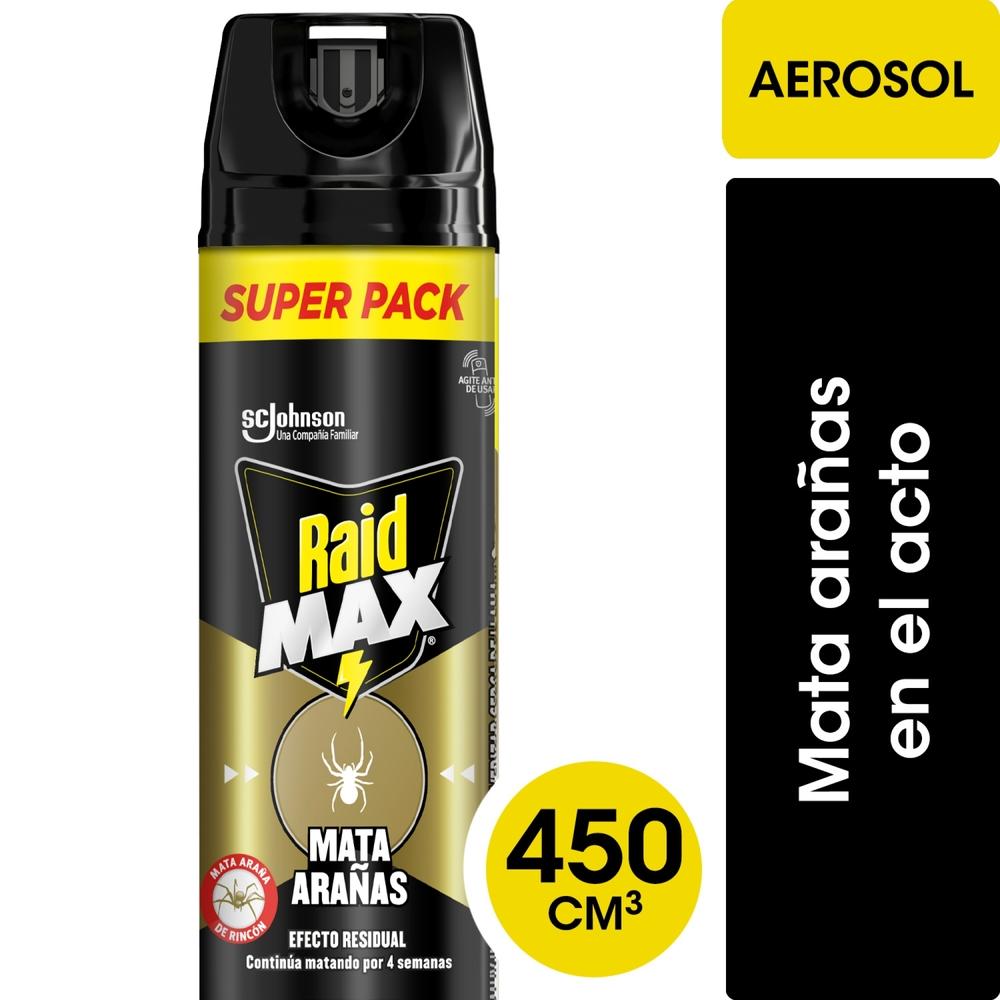 Insecticida Raid Max mata arañas sin olor aerosol 450 cc