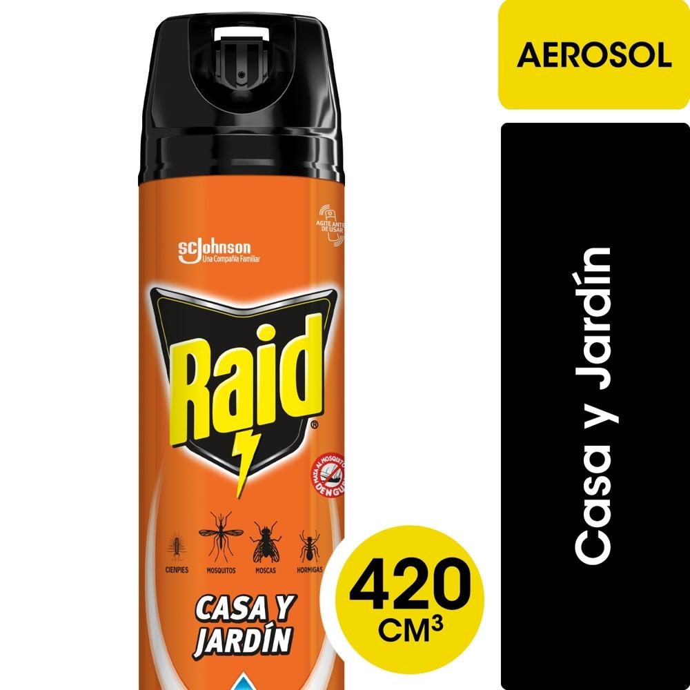 Insecticida Raid casa y jardín aerosol 420 cc