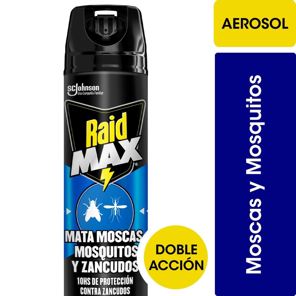 Insecticida Raid Max mata moscas, mosquitos y zancudos aerosol 360 cc