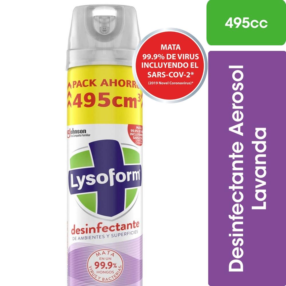 Desinfectante de ambientes y elimina olores Lysoform lavanda aerosol 495 ml