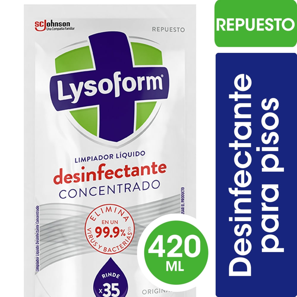 Limpiador líquido Lysoform desinfectante concentrado para pisos original repuesto 420 ml