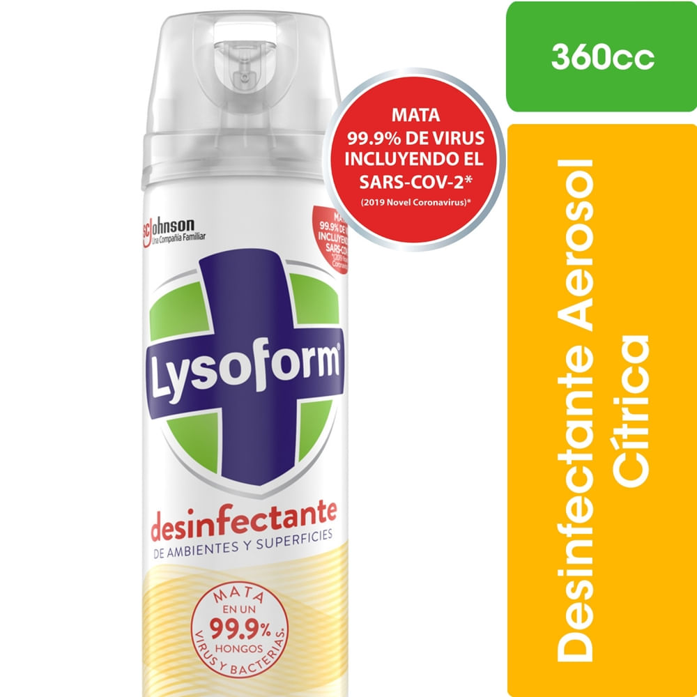 Desinfectante de ambientes y elimina olores Lysoform cítrica aerosol 360 ml