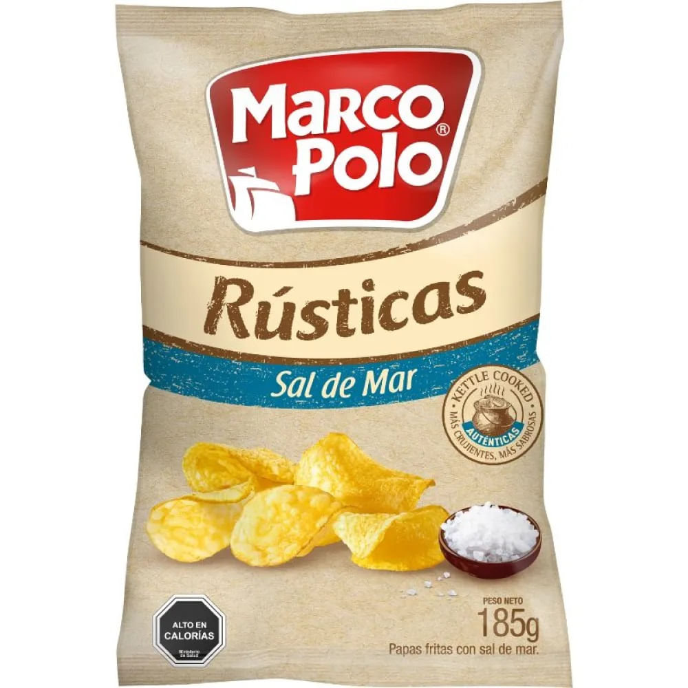 Papas fritas Marco Polo rústicas sal de mar bolsa 185 g