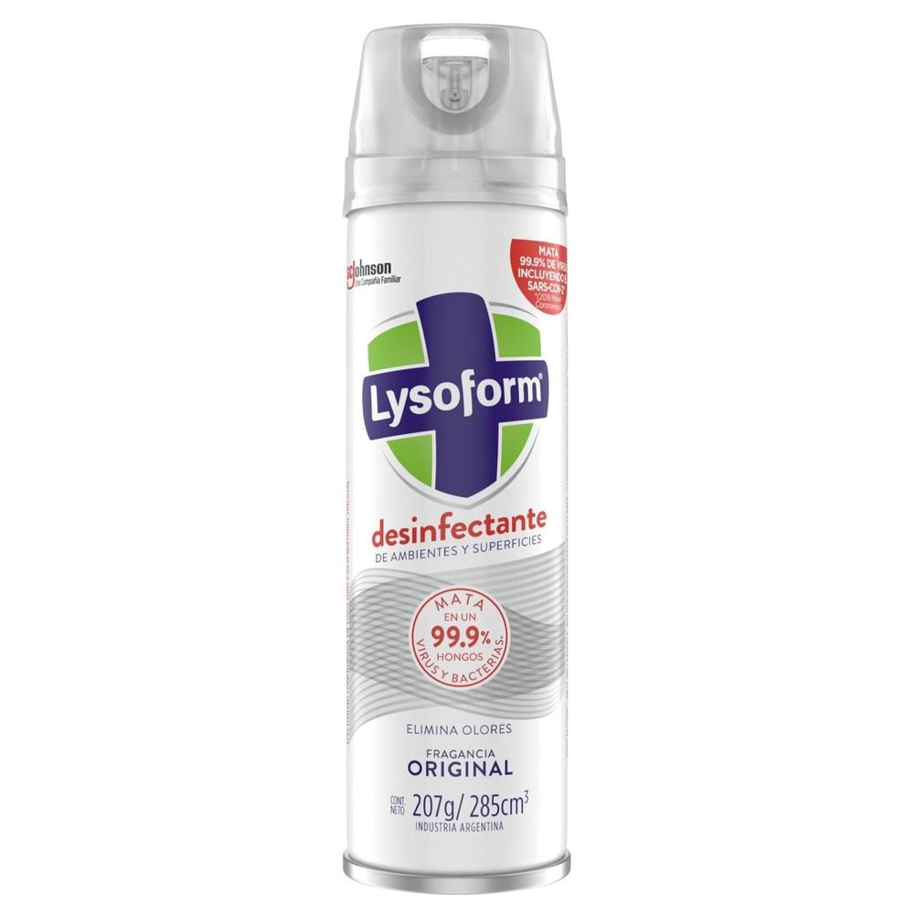 Desinfectante de ambientes y elimina olores Lysoform original aerosol 285 ml