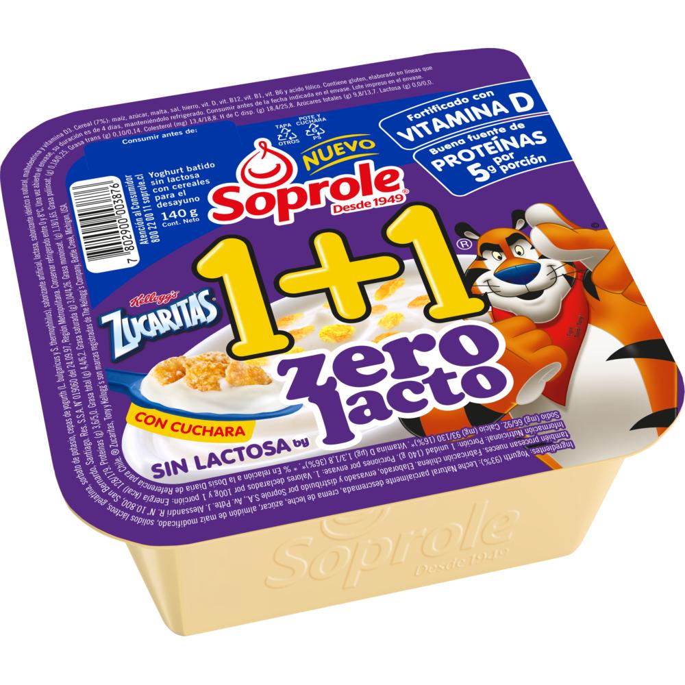 Yoghurt con cereal Soprole 1+1 sin lactosa zucaritas 140 g