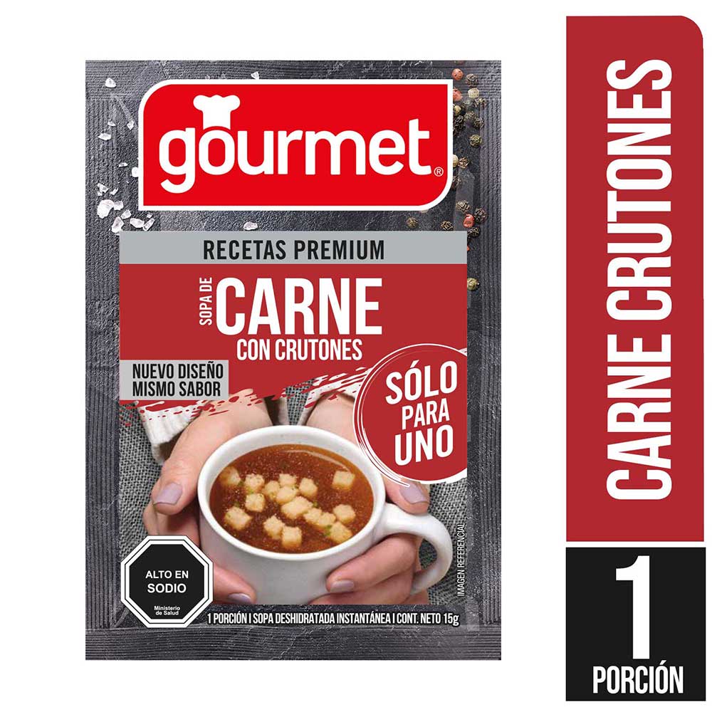 Sopa para uno de carne crutón Gourmet sobre 15 g