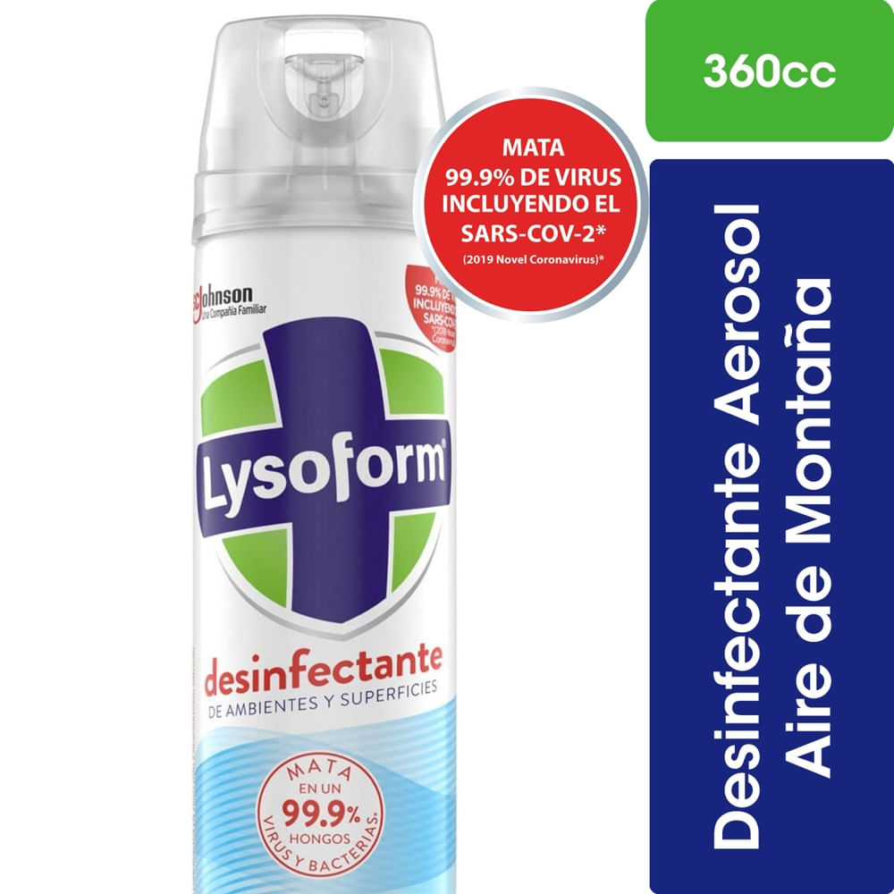 Desinfectante de ambientes y elimina olores Lysoform aire de montaña aerosol 360 ml