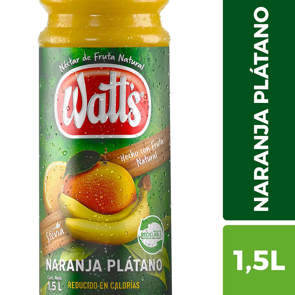 Néctar Watt's naranja plátano boca ancha 1.5 L