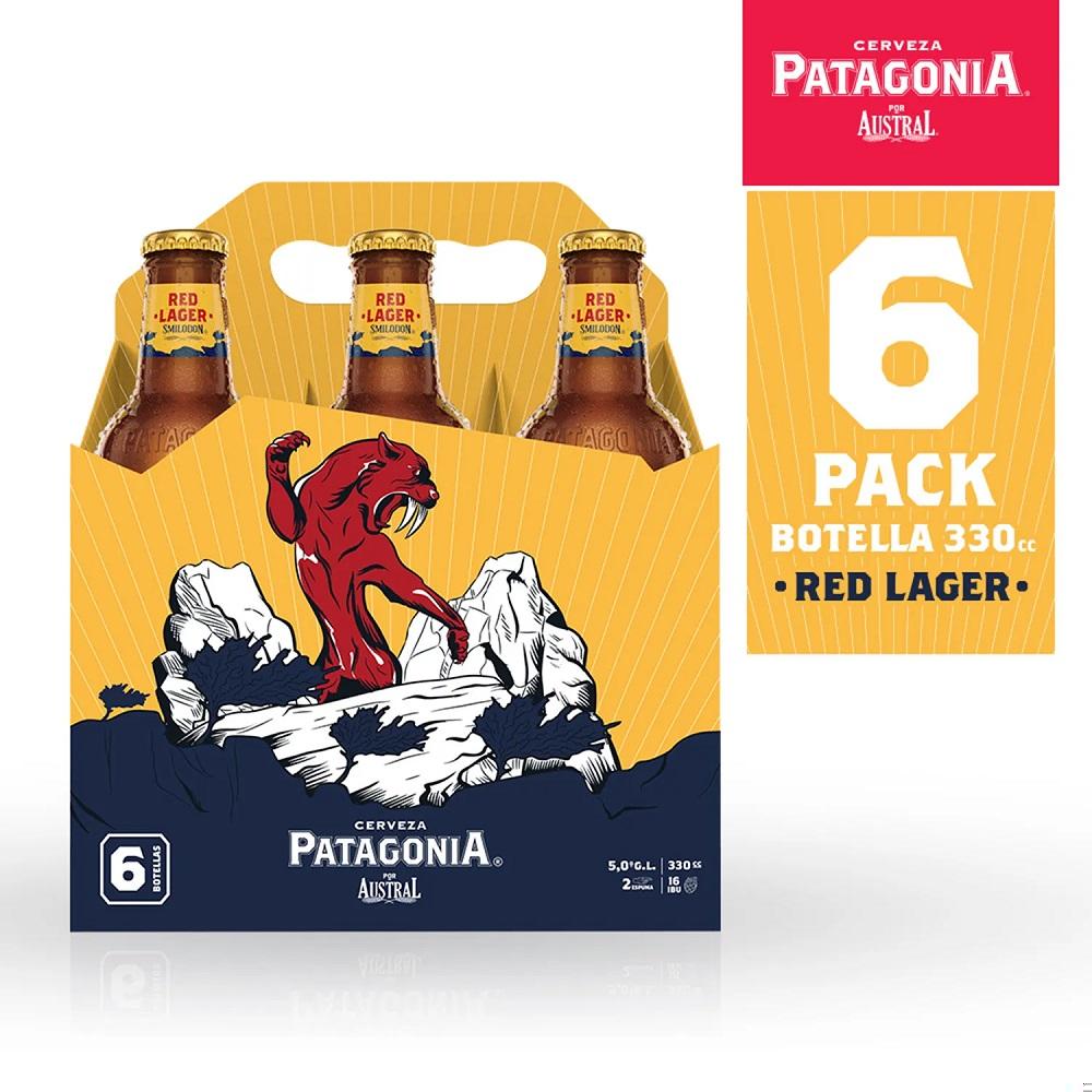 Pack Cerveza Patagonia red lager 6 un de 330 cc