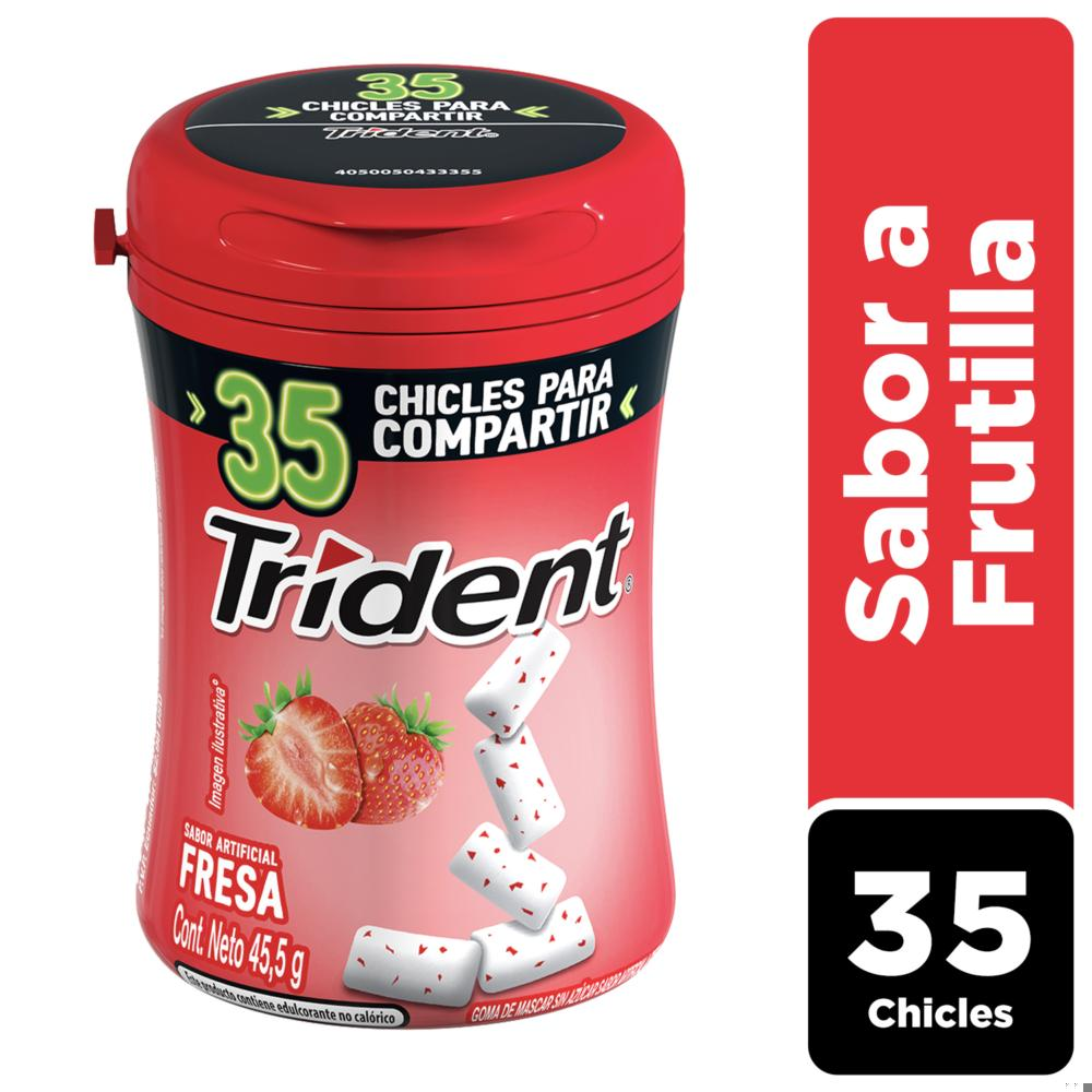 Chicle sin azúcar Trident sabor Frutilla 35 un