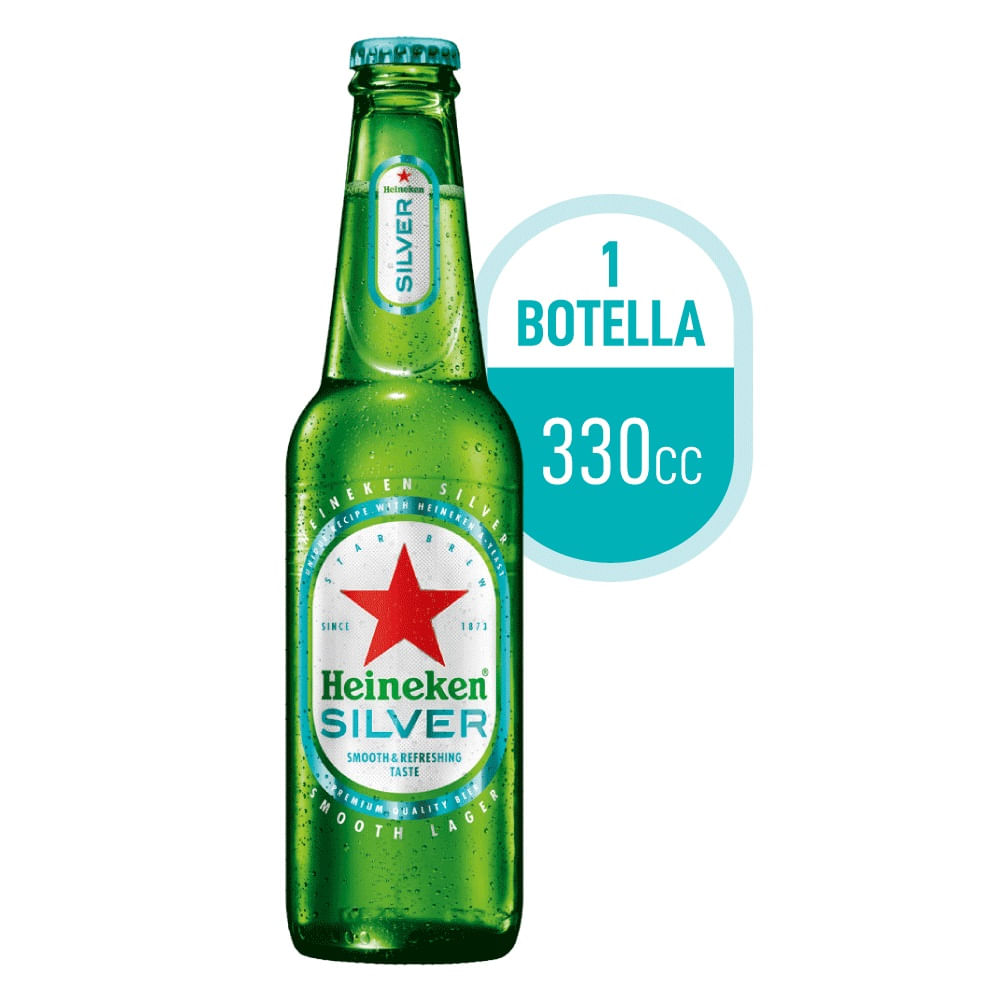 Cerveza Heineken silver botella 330 cc