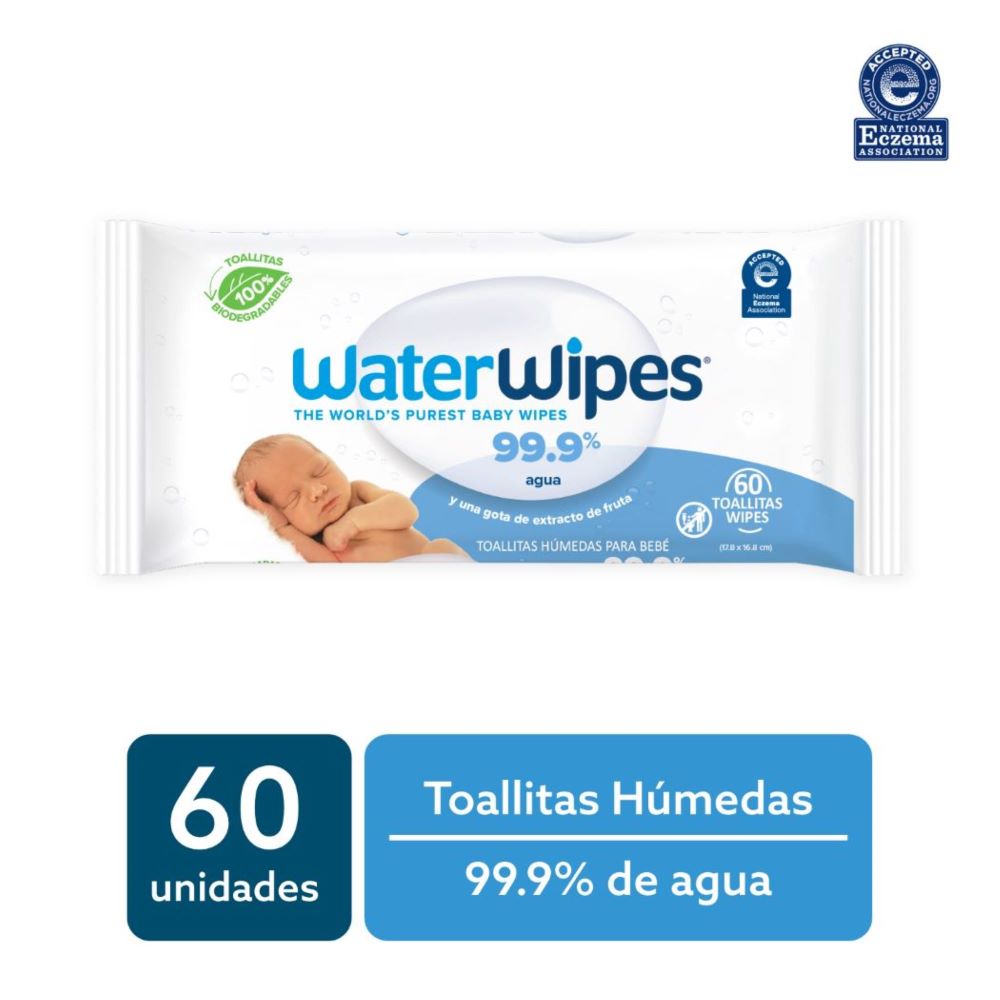 Toallitas húmedas WaterWipes biodegradables 60 un