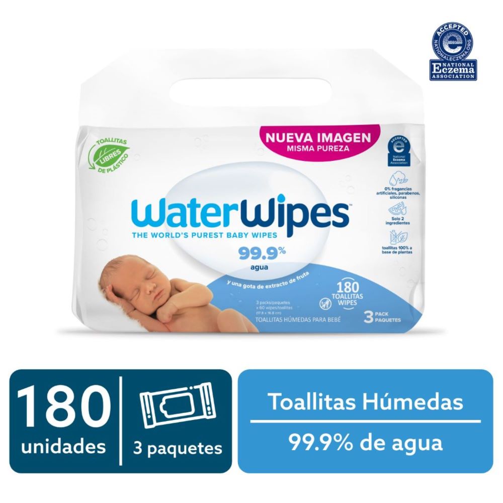 Toallitas húmedas WaterWipes biodegradables 180 un