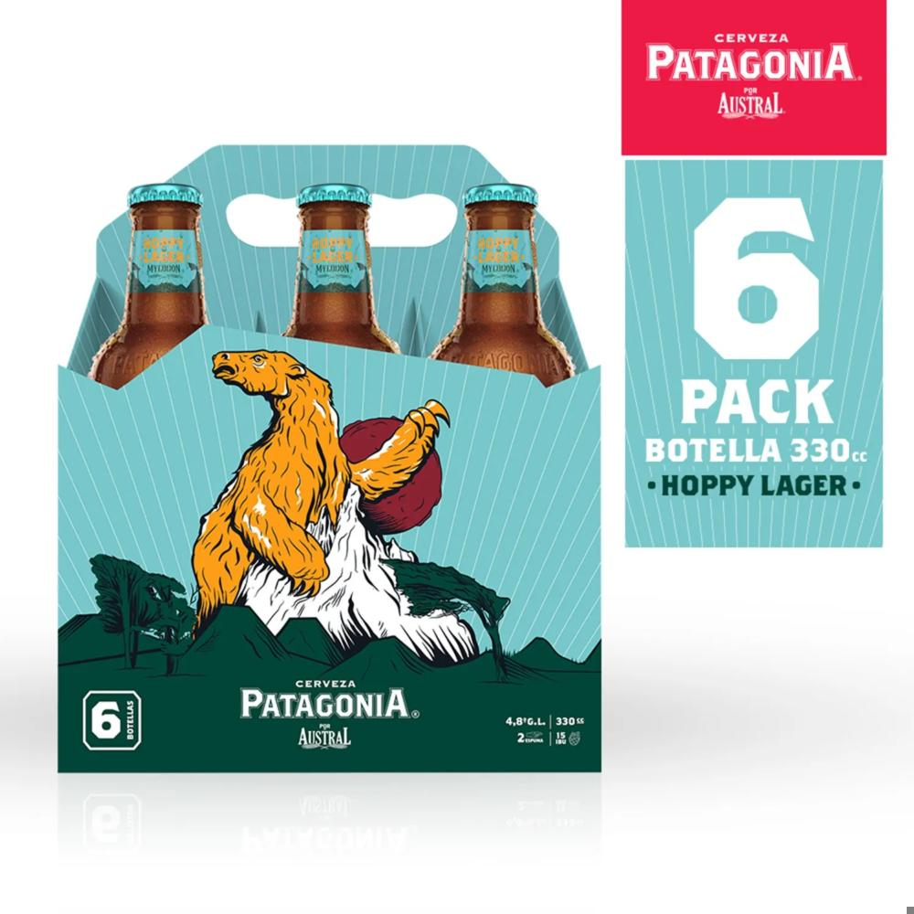 Pack Cerveza Patagonia hoppy lager 6 un de 330 cc