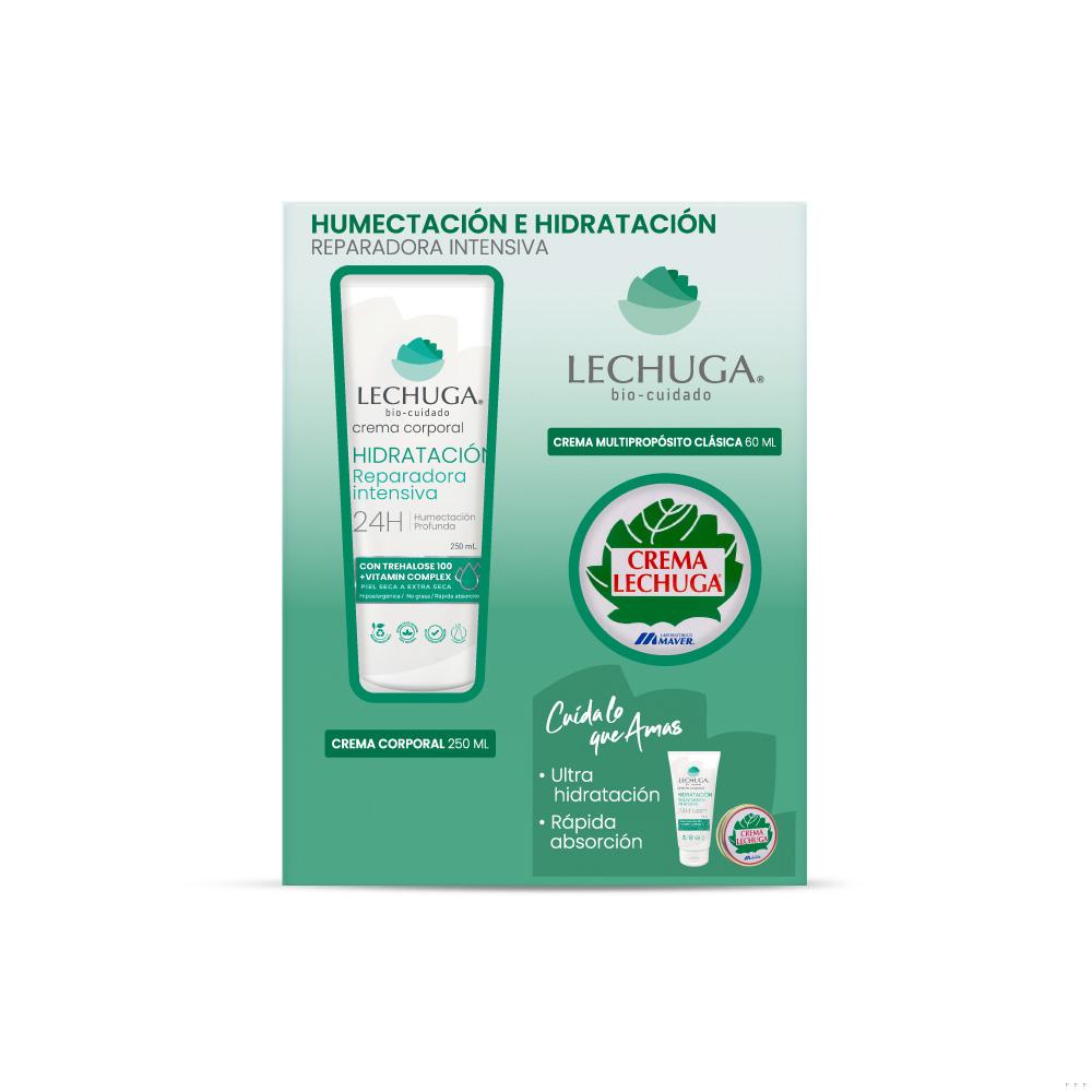 Crema Lechuga corporal hidratación 250 ml + crema multipropósito clásica 60 ml