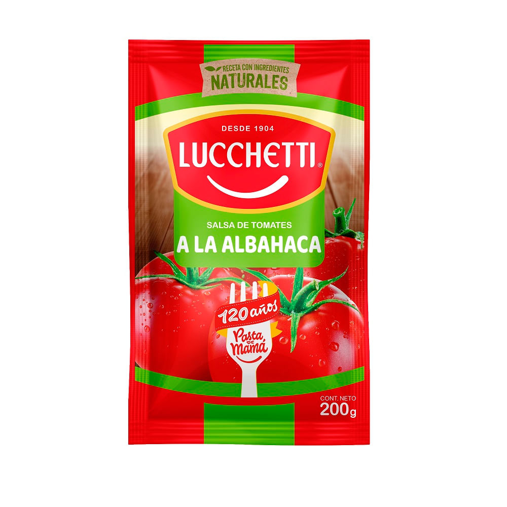 Salsa tomate Lucchetti albahaca 200 g