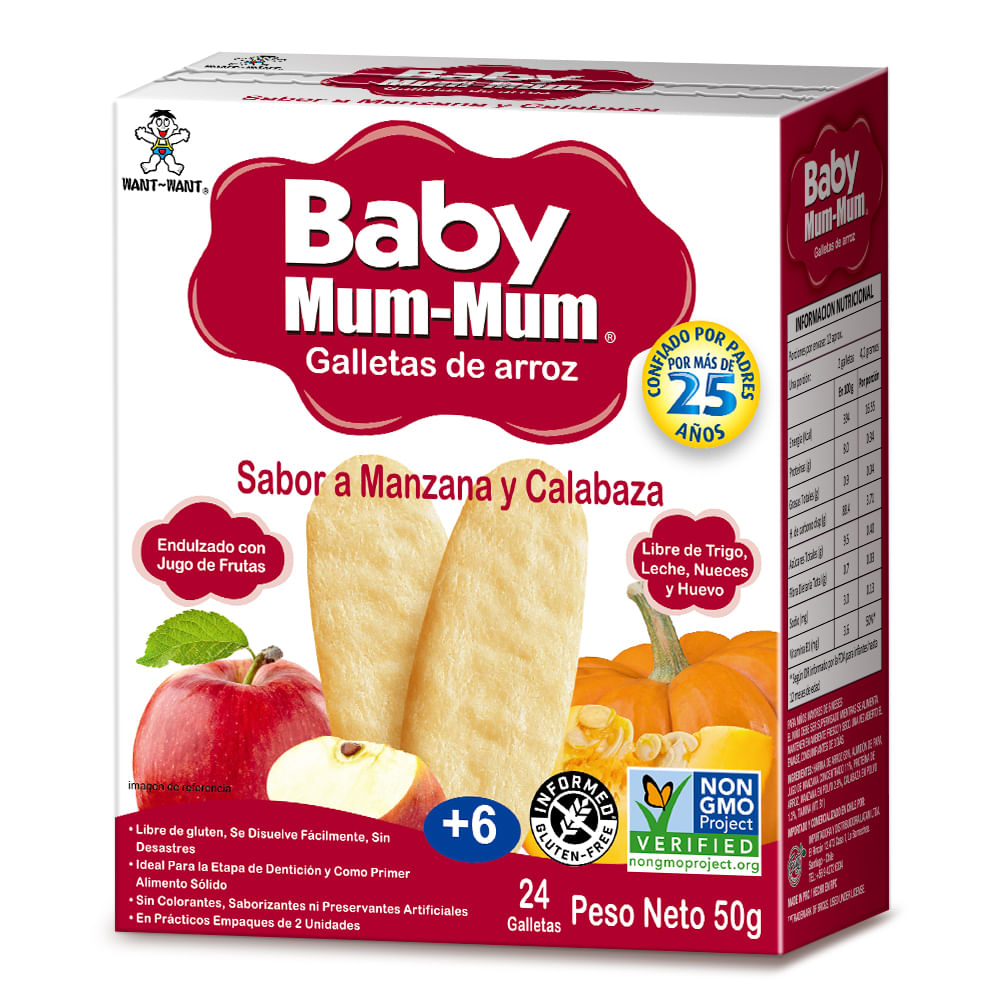 Galletas de arroz Baby Mum Mum manzana y calabaza 50 g