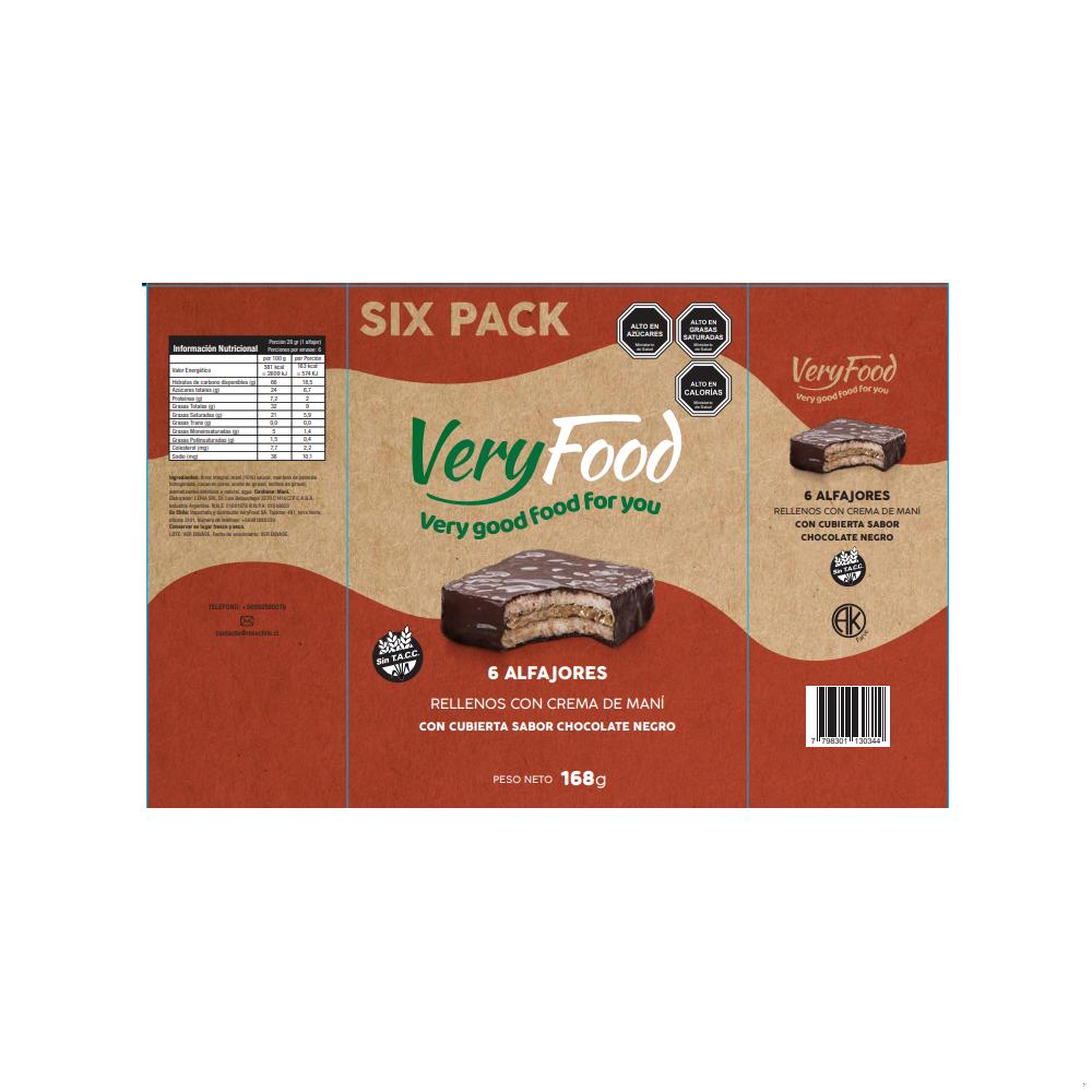 Alfajor de arroz Veryfood crema de maní 6 un de 28 g Alfajor de arroz Veryfood crema de maní 6 un de 28 g