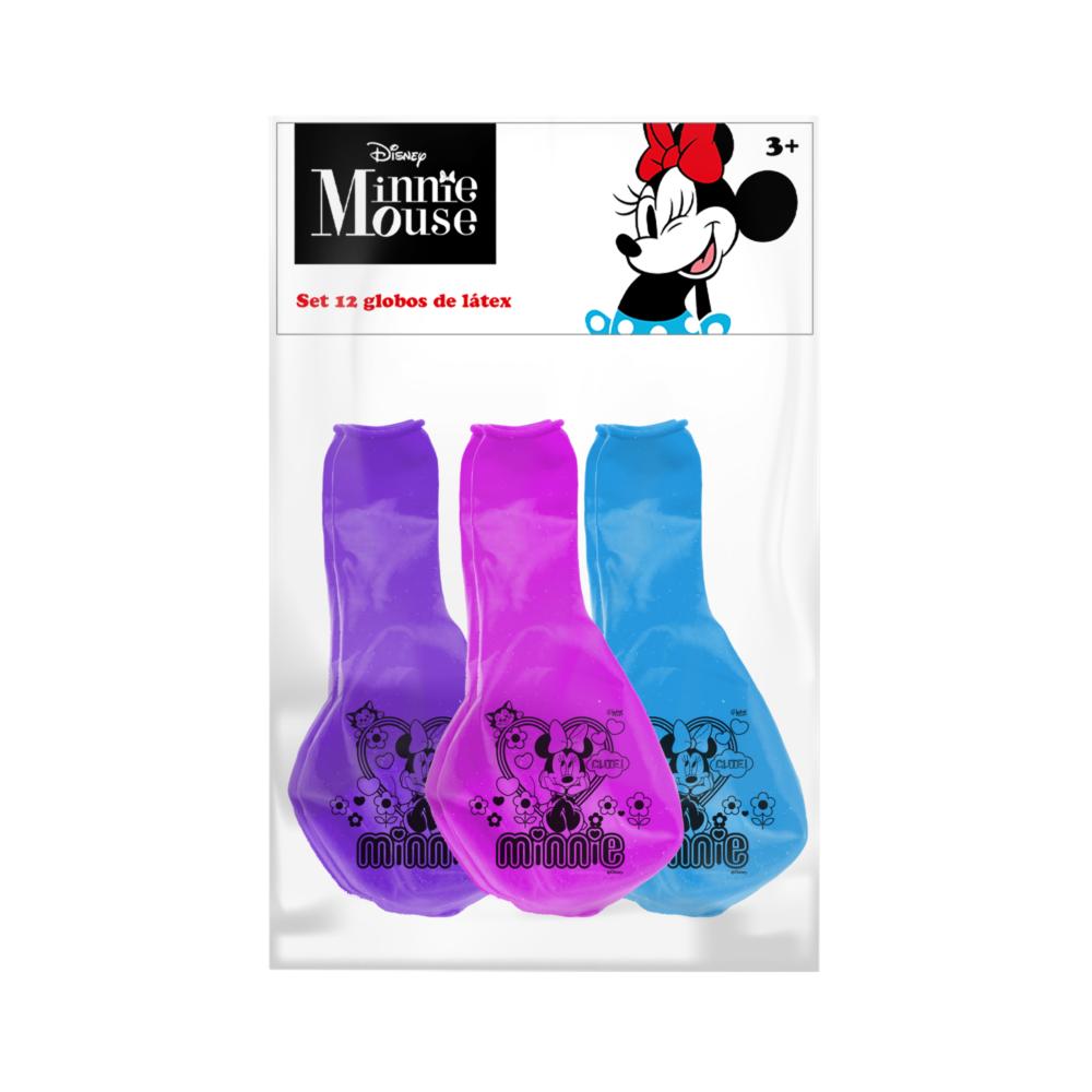 set 12 globos latex minnie palms