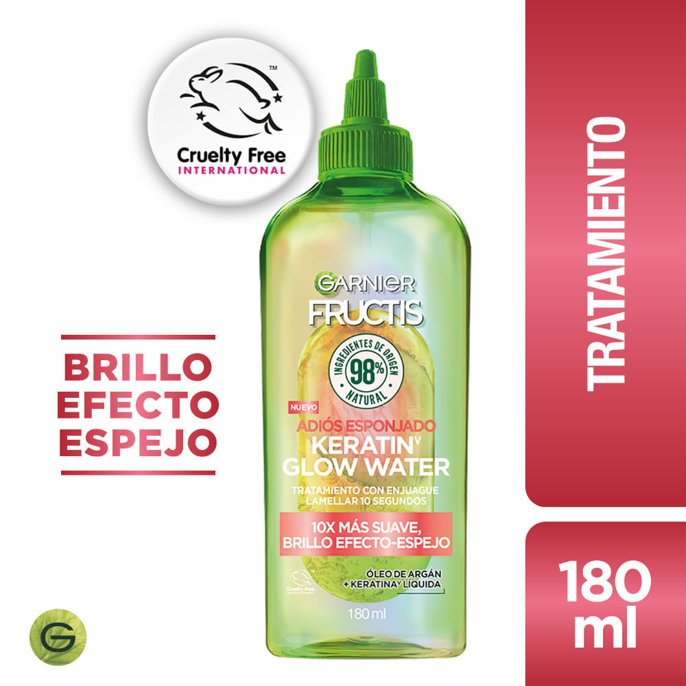 Tratamiento Fructis keratin glow water adiós esponjado 180 ml