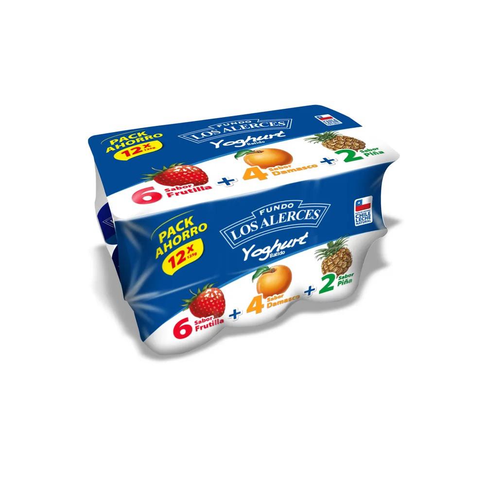 Pack Yoghurt batido Los Alerces surtido 12 un de 125 g
