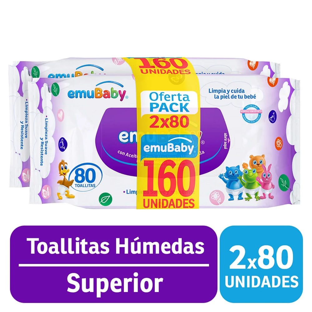 Toallitas húmedas Emuwipes sin tapa 160 un