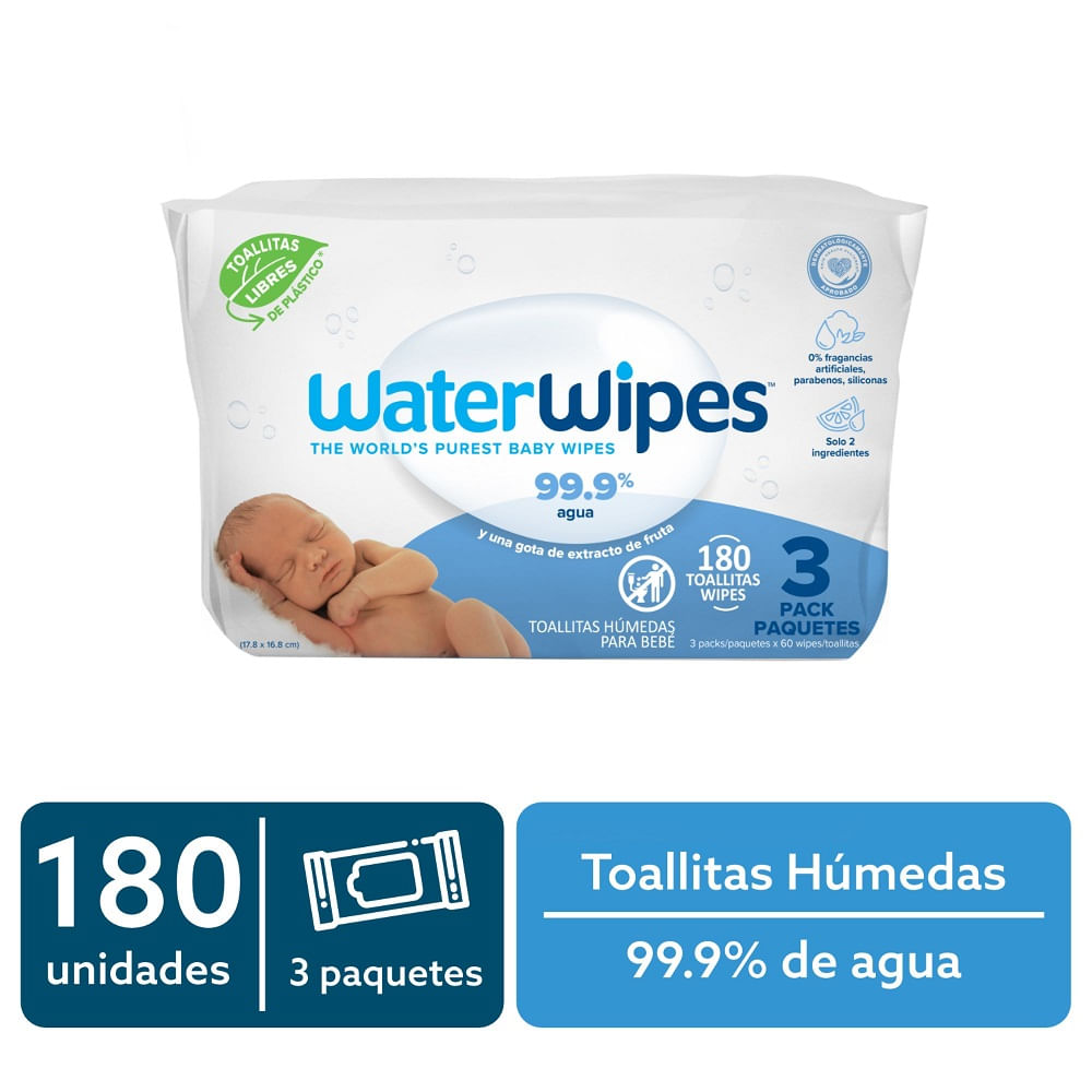 Toallitas húmedas WaterWipes biodegradables 180 un Toallitas húmedas WaterWipes biodegradables 180 un