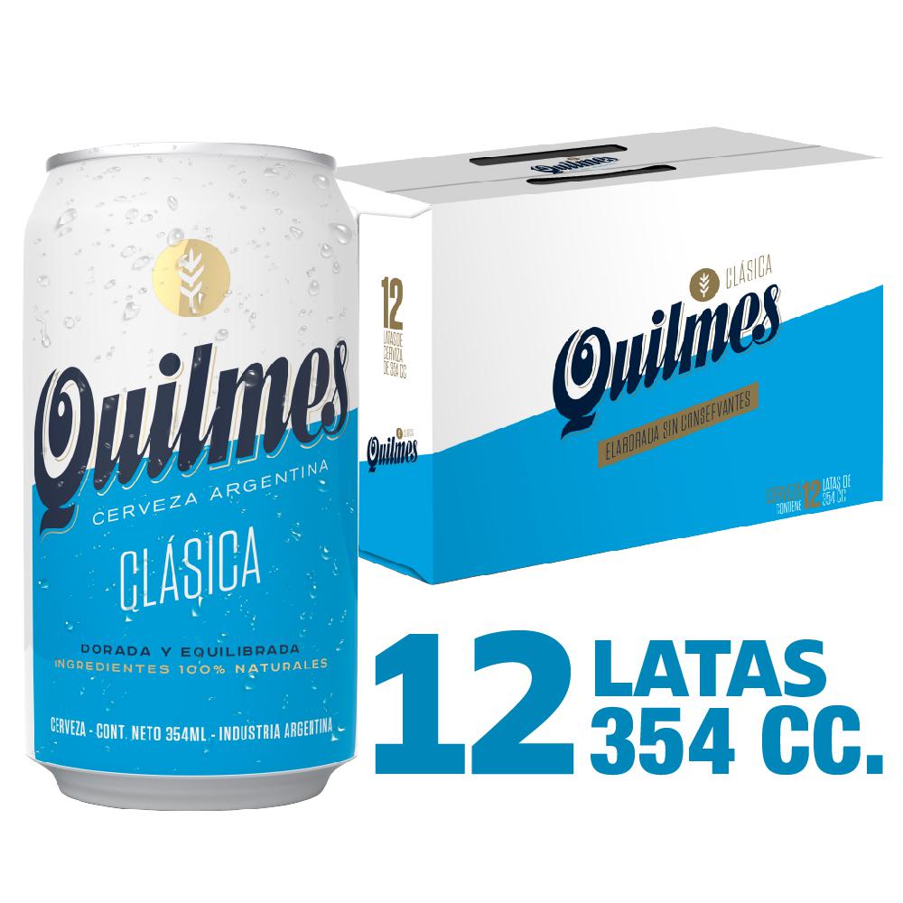 Pack cerveza Quilmes clásica lata 12 un de 354 cc