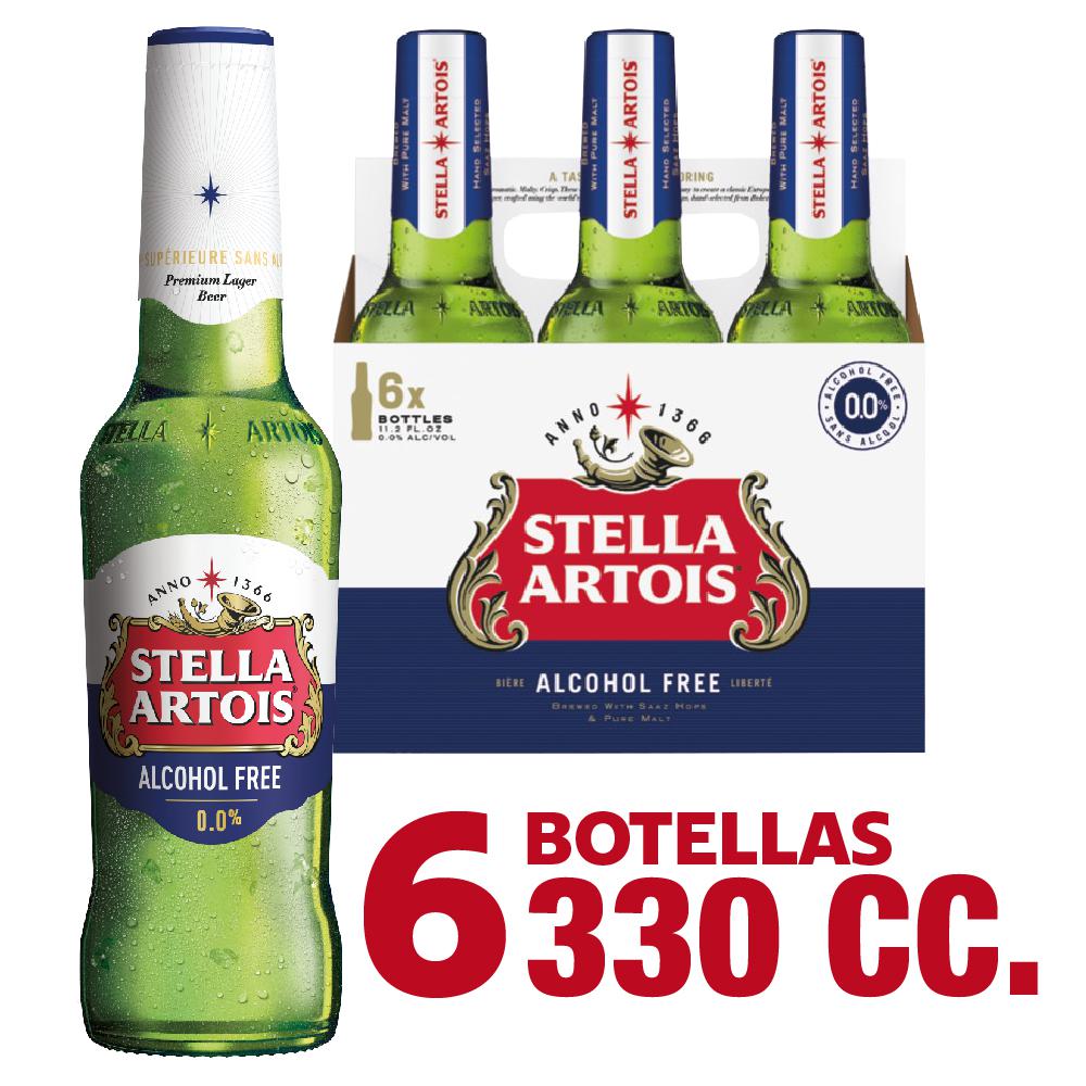Pack Cerveza Stella Artois sin alcohol 6 un de 330 cc