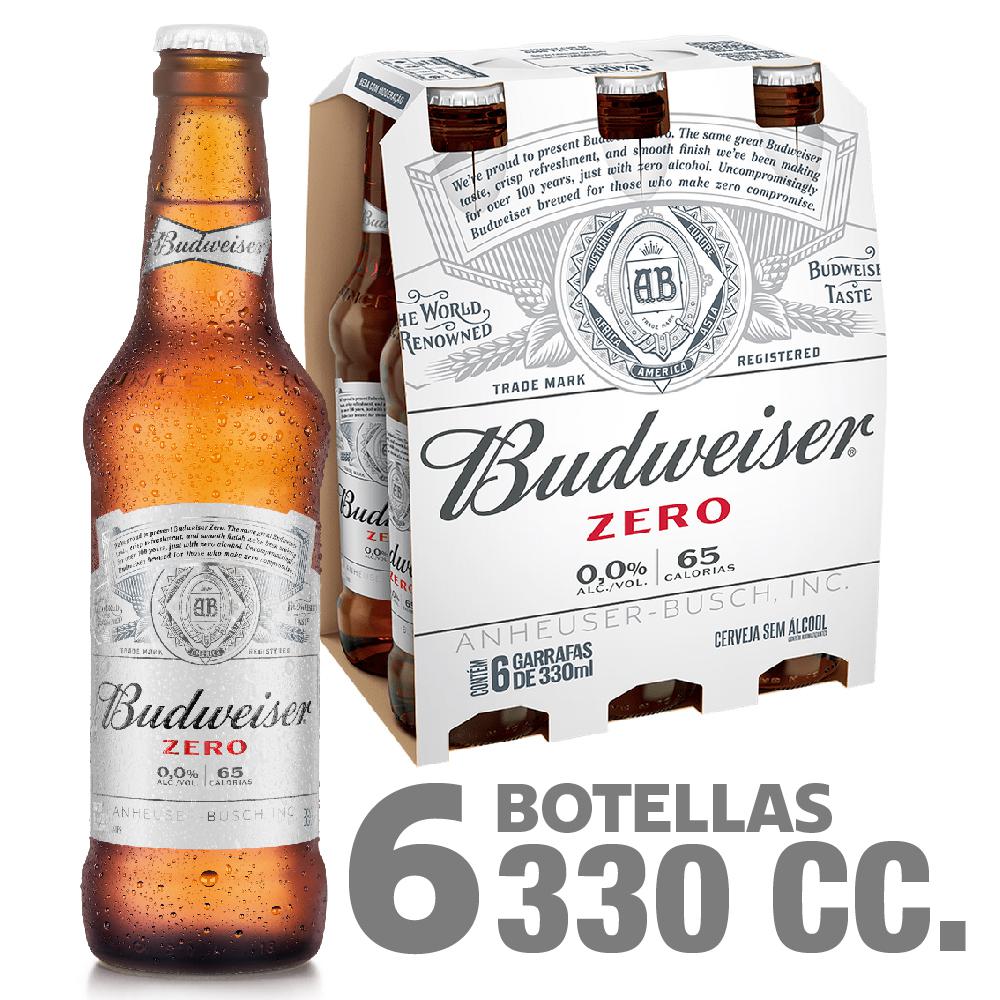 Cerveza Budweiser zero botella 6 un de 330 cc