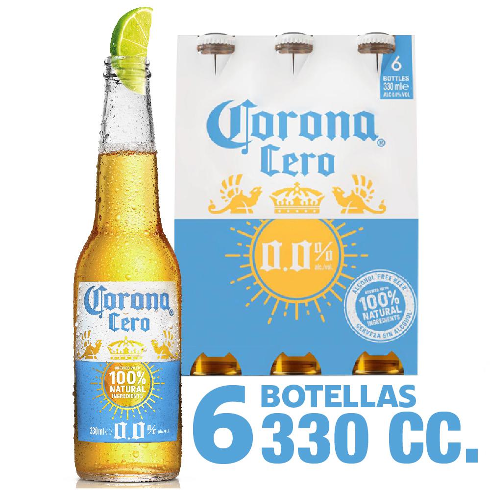 Cerveza botella Corona cero 6 un 330 cc