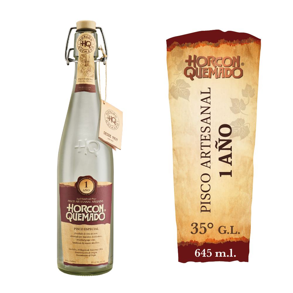 Pisco Horcón Quemado 35° añejado botella 645 cc