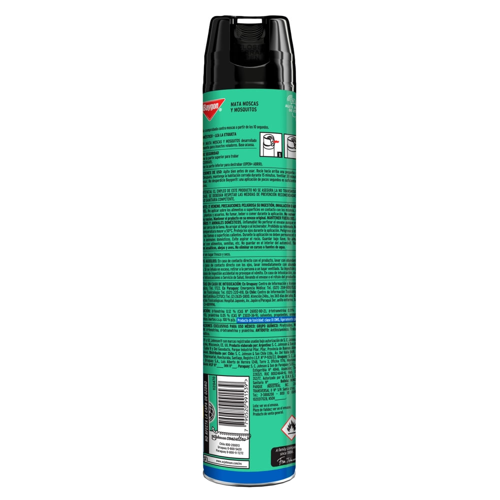 Insecticida Baygon moscas y mosquitos aerosol 450 ml Insecticida Baygon moscas y mosquitos aerosol 450 ml