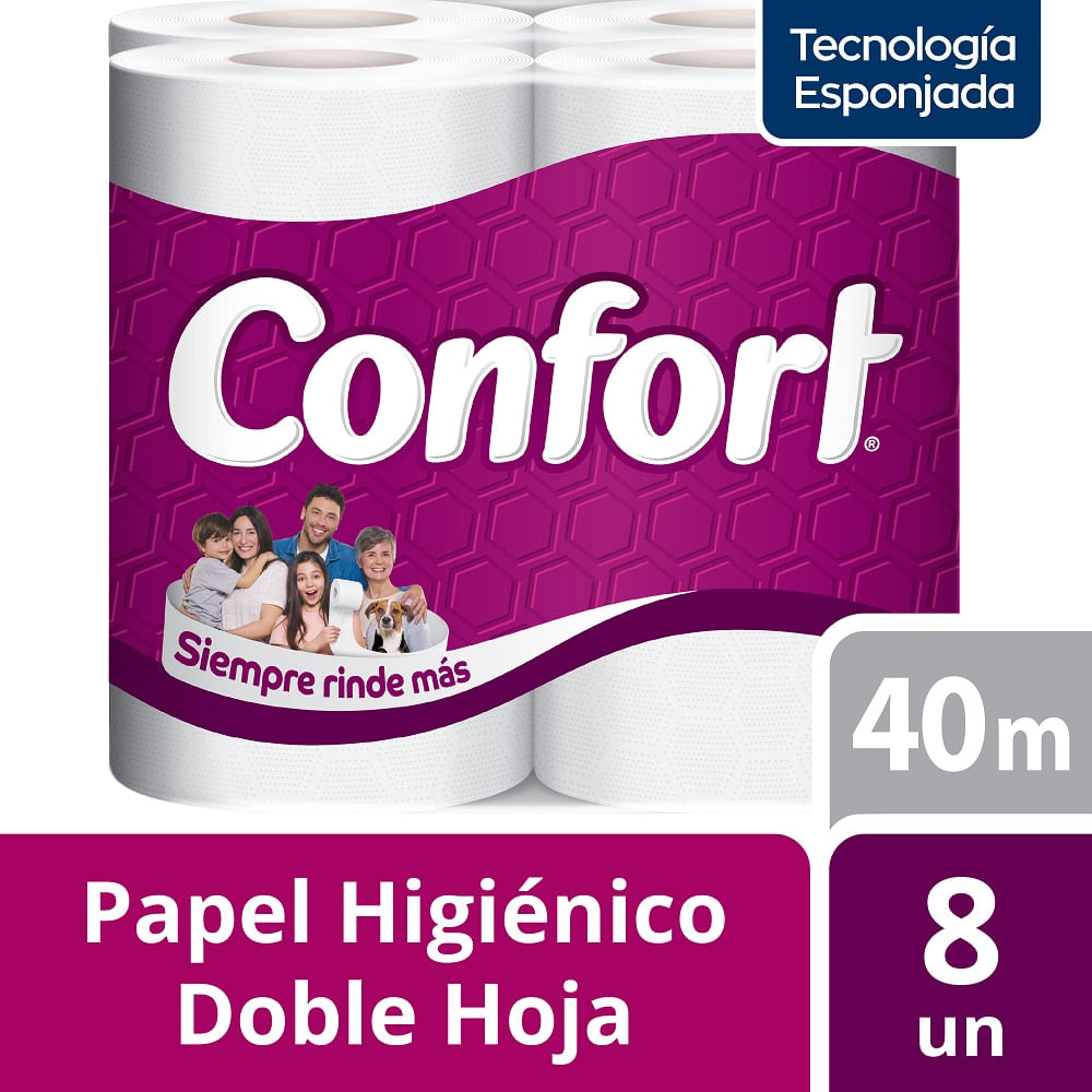 Papel higiénico Confort súper doble hoja 8 un (40 m) Papel higiénico Confort súper doble hoja 8 un (40 m)