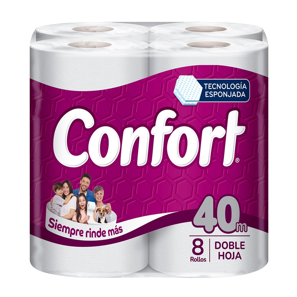 Papel higiénico Confort súper doble hoja 8 un (40 m) Papel higiénico Confort súper doble hoja 8 un (40 m)