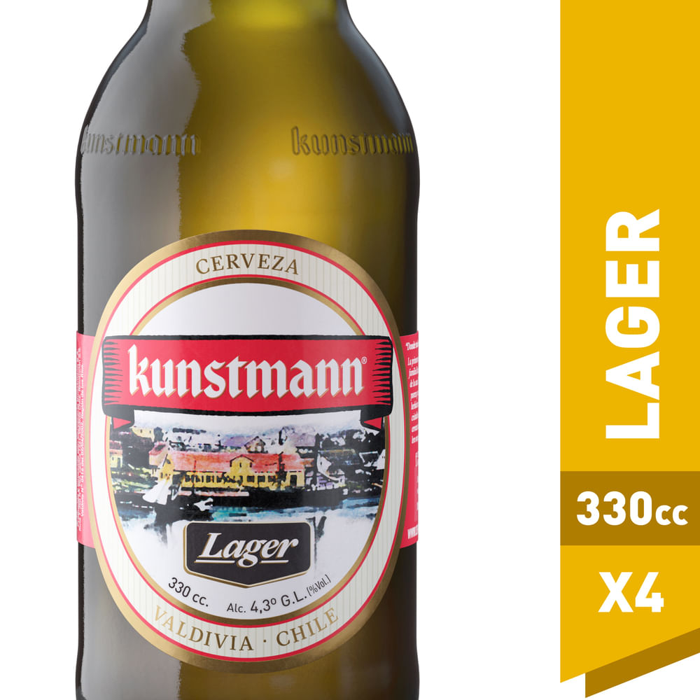 Pack Cerveza Kunstmann lager rubia long neck botella 4 un de 330 cc Pack Cerveza Kunstmann lager rubia long neck botella 4 un de 330 cc