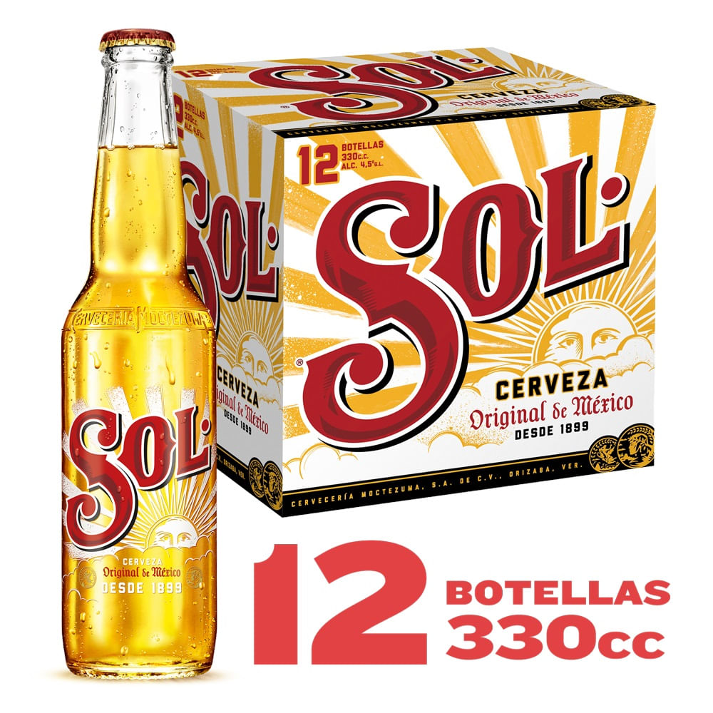 Pack Cerveza Sol botella 12 un de 330 cc