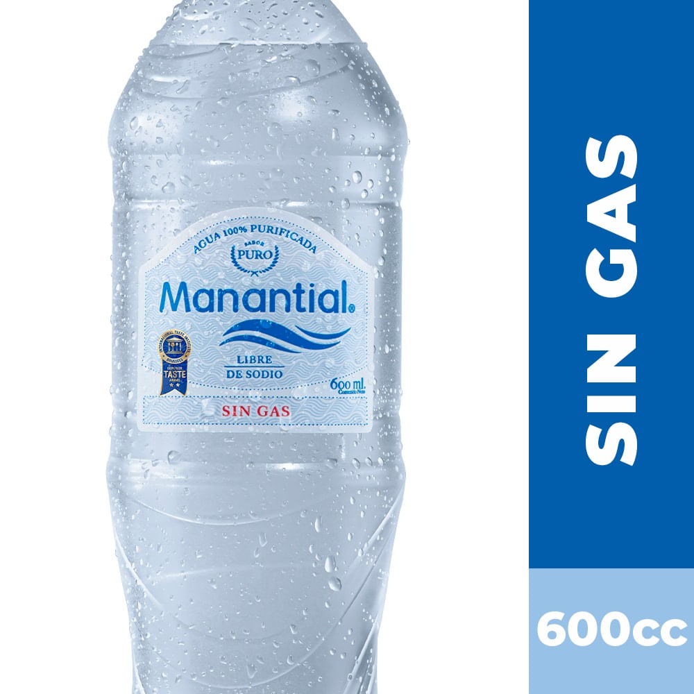 Agua purificada sin gas manantial 600ml