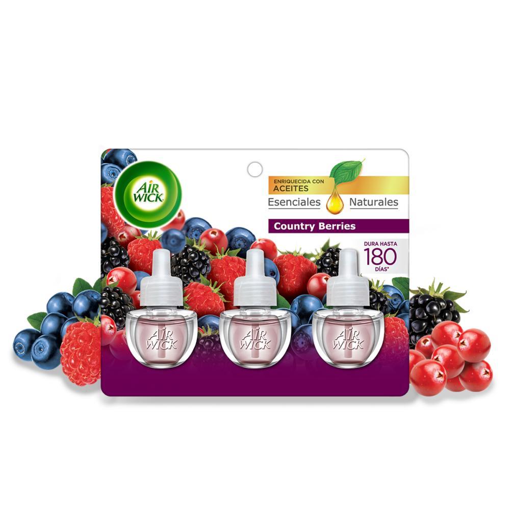 Pack Desodorante ambiental Air Wick eléctrico country berries repuesto 3 un de 21 ml Pack Desodorante ambiental Air Wick eléctrico country berries repuesto 3 un de 21 ml
