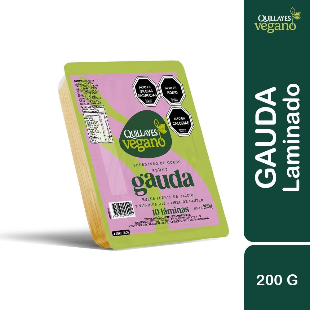 Queso Quillayes línea vegana gauda 10 láminas 200 g