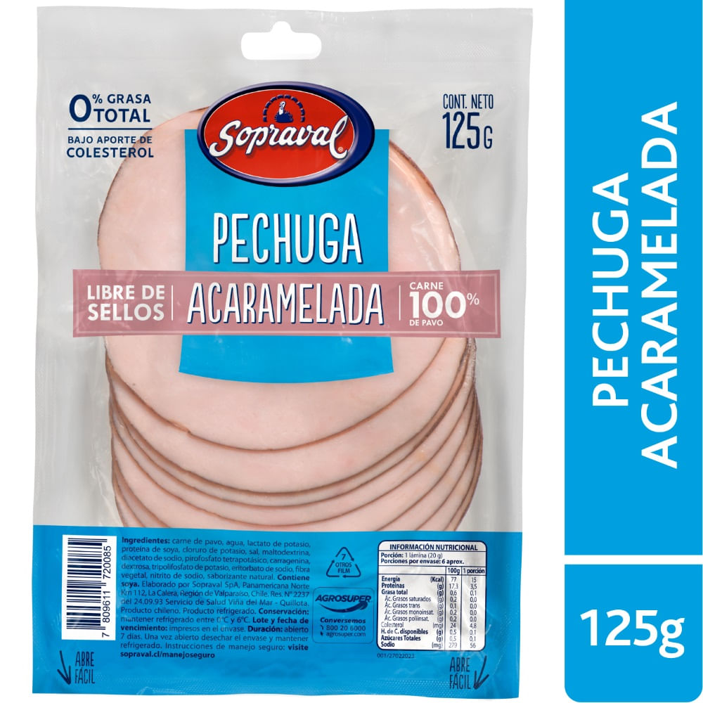 Jamón pechuga pavo Sopraval acaramelada 125 g