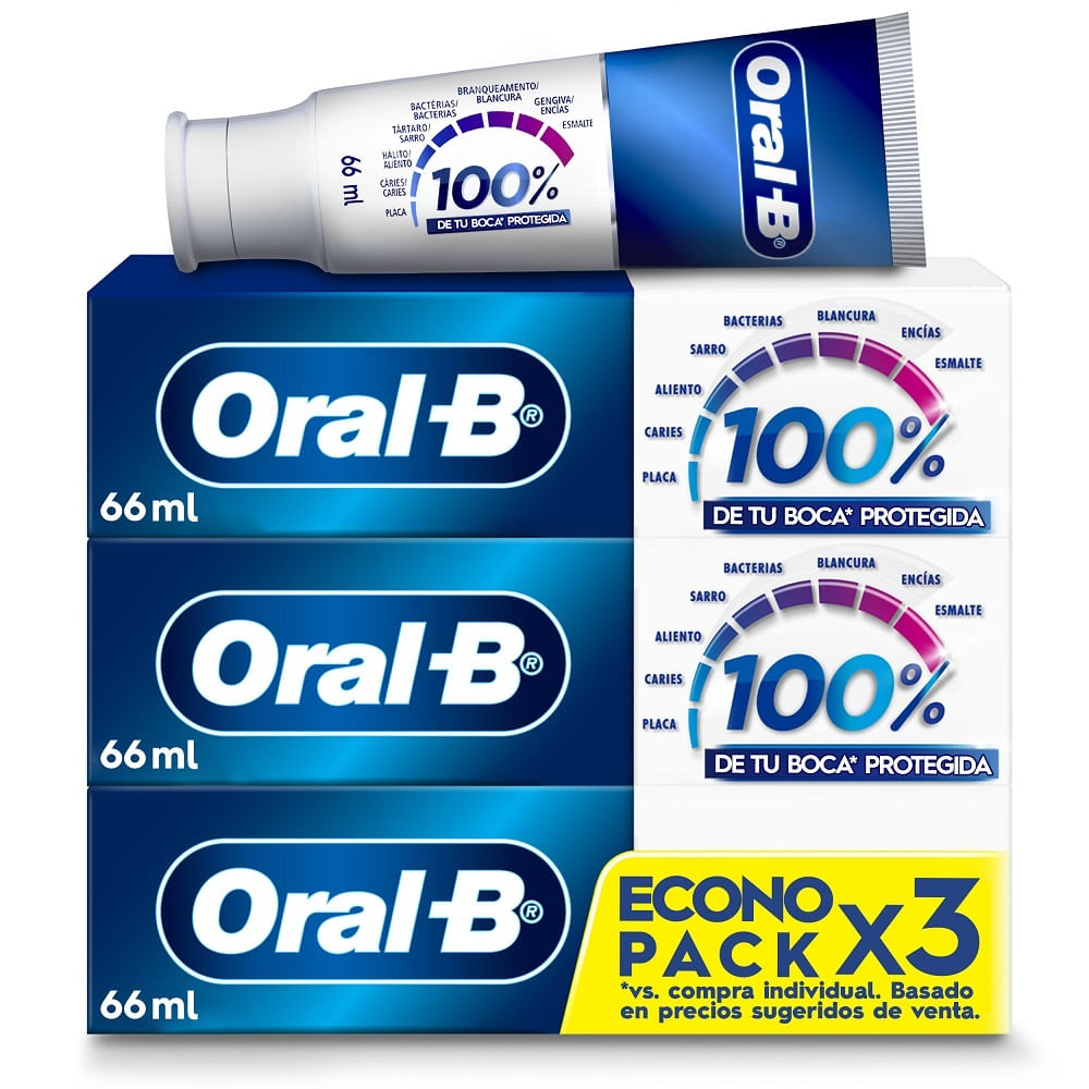 Pasta dental Oral B 100 % de tu boca cuidada 3 un de 70 g