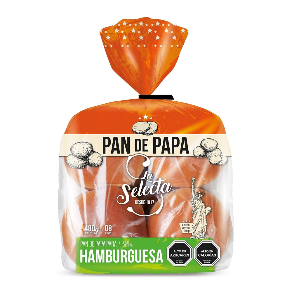 Pan de papa La Selecta para hamburguesa 8 un Pan de papa La Selecta para hamburguesa 8 un