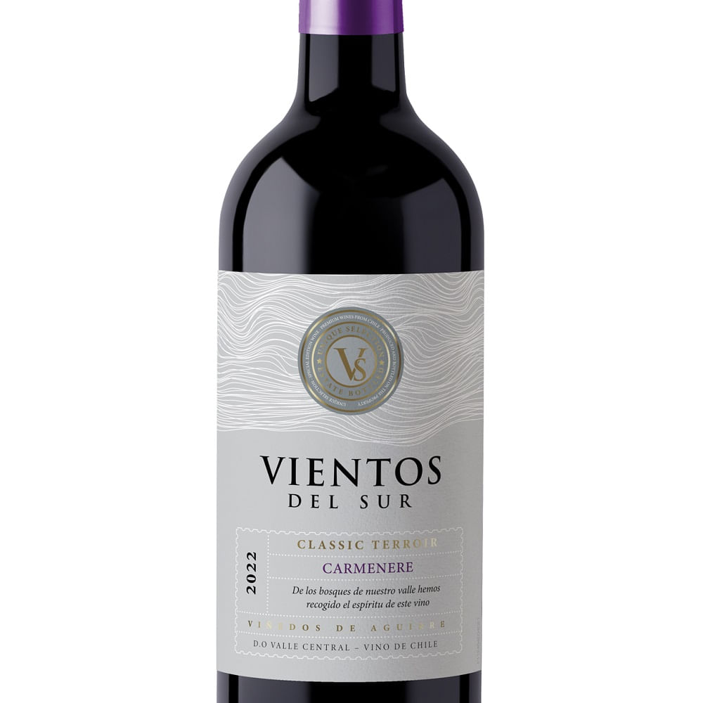 Vino Vientos del Sur carmenere botella 750 cc