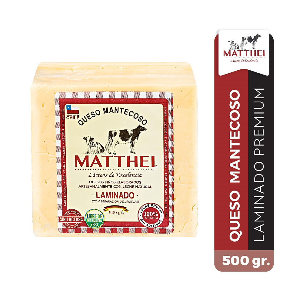 Queso mantecoso Matthei laminado 500 g