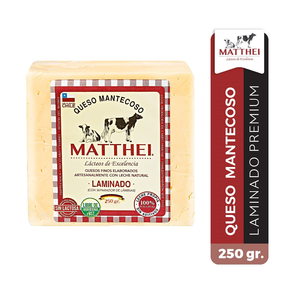 Queso mantecoso Matthei laminado 250 g